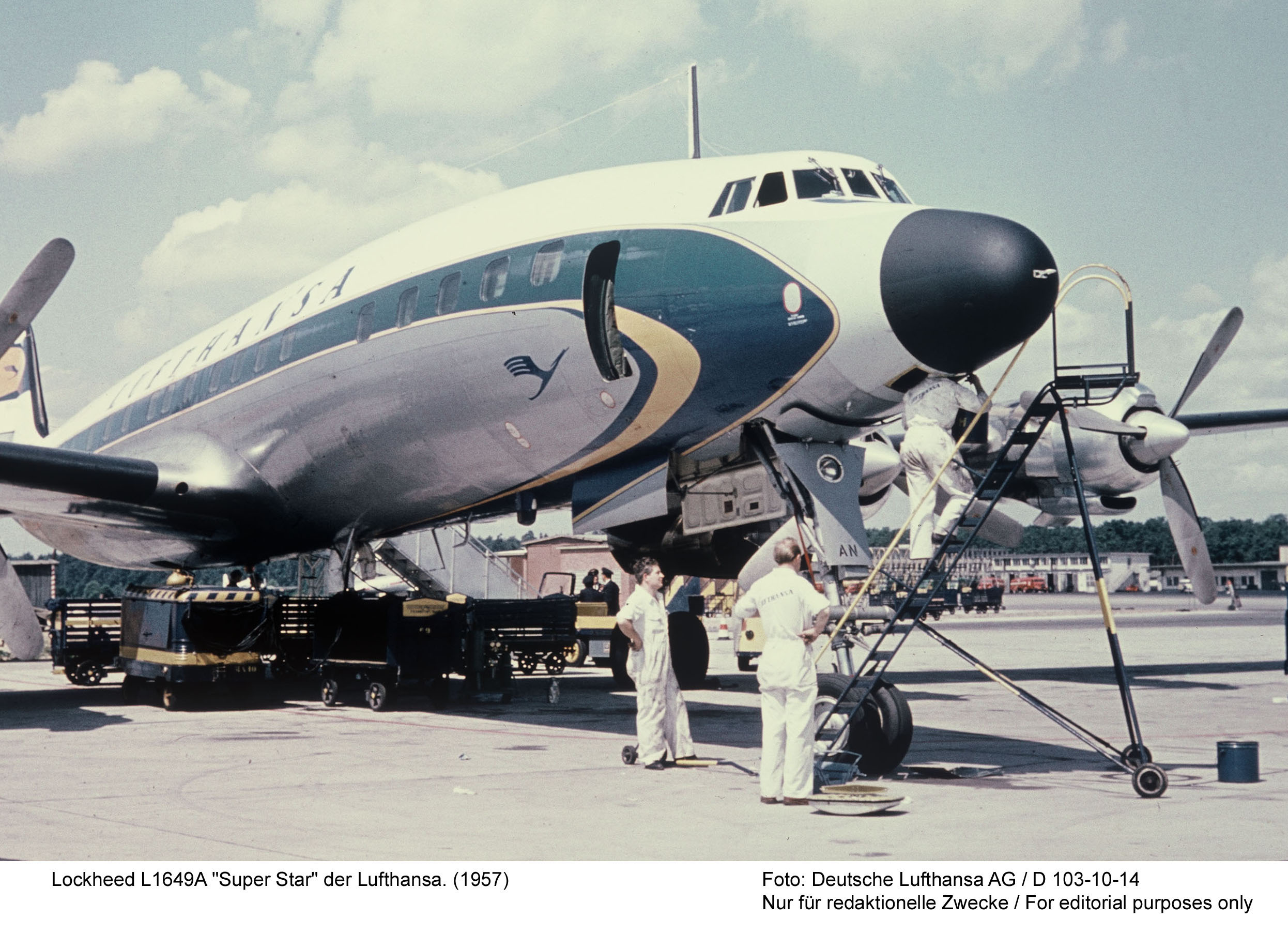 Lockheed L-1649A Super Star during the types introduction with Lufthansa in 1957. (photo via Wolfgang Bormann)