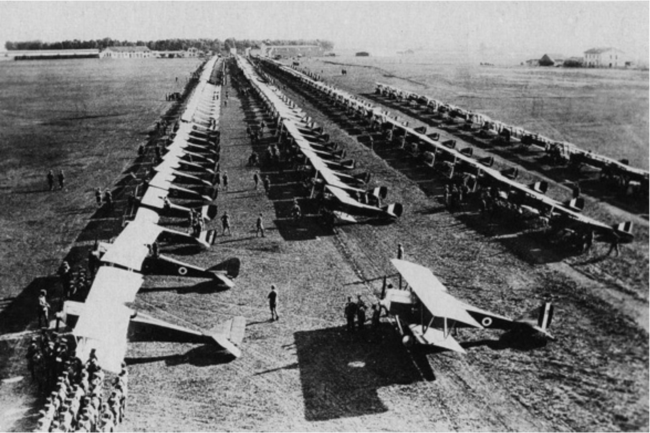 The newly created Regia Aeronautica lined up for review at Rome Centocelle airfield in November 1923 