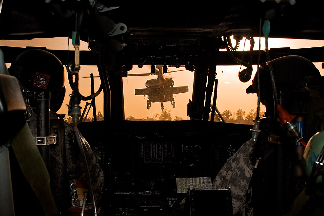 1080px Cockpit view of UH 60 Black Hawk helicopter at Camp Taji Iraq