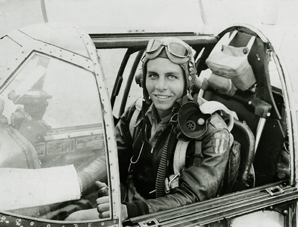 Don Lopez sitting in the cockpit of his P-51 Mustang 'Lope's Hope' while serving in the CBI with the 23rd Fighter Group. (photo via Wikipedia)