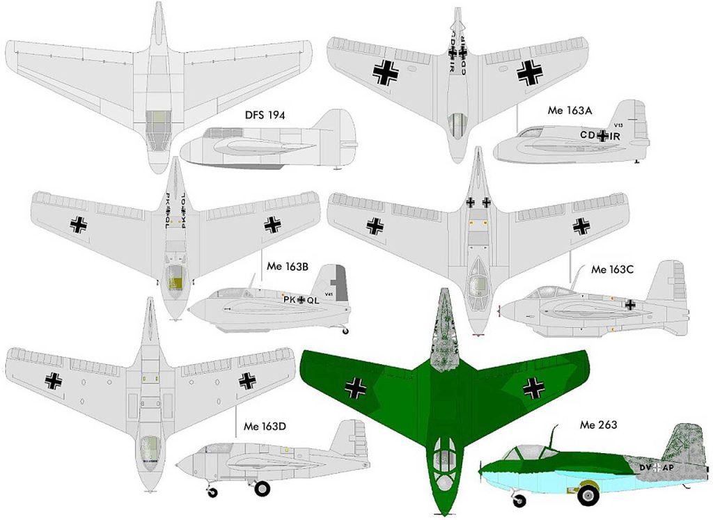 Only a Flea… Lippisch’s Remarkable Rocket Fighter: The Story of Messerschmitt Me 163 Komet 191659 20 1280px Me163Variants