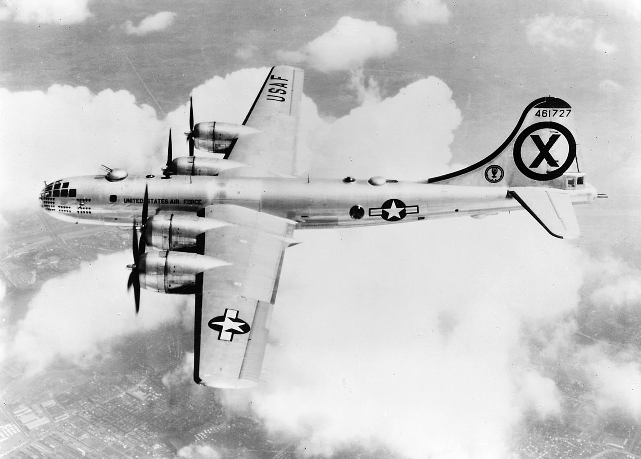 A U.S. Air Force Boeing RB-29A Superfortress (s/n 44-61727) from the 91st Strategic Reconnaissance Squadron over Korea.(Image via Wikipedia)