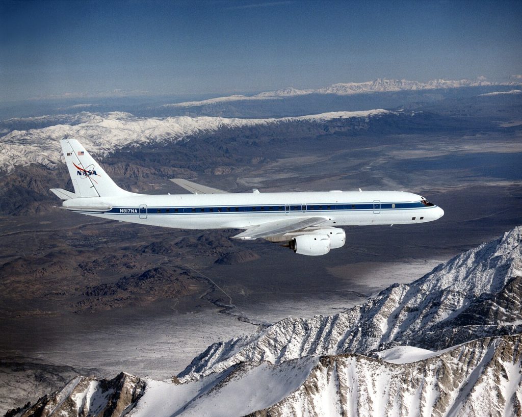 Today In Aviation History: Douglas DC-8 Becomes the First Civilian Airliner to Break the Sound Barrier 12 1280px dc 8 airborne laboratory in flight over snow capped sierra nevada mountain range