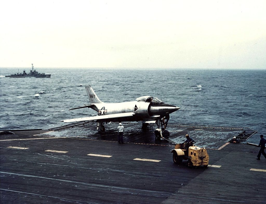 Today In Aviation History: First Flight of the McDonnell F3H Demon 11 1280px xf3h demon on uss coral sea cva 43 in 1953