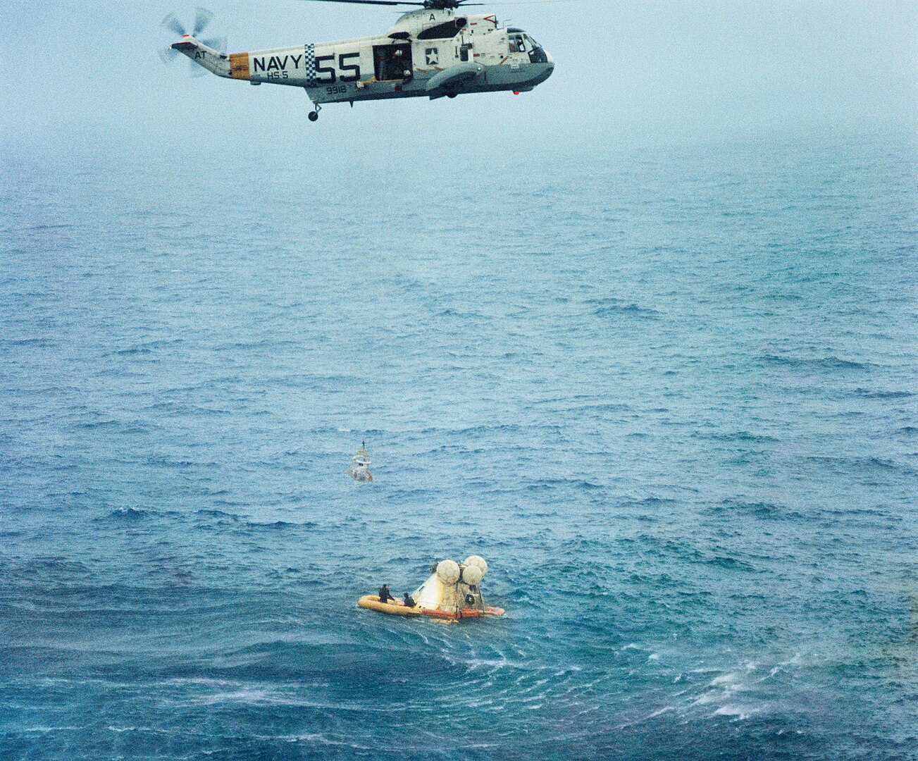 1303px Apollo 7 recovery with SH 3 Sea King 1968