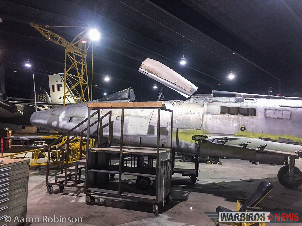 The F-100 in the restoration hangar. (photo by Aaron Robinson)