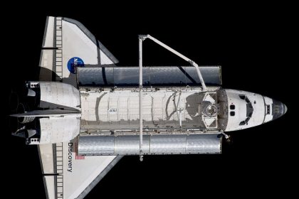 1437px STS 133 Space Shuttle Discovery after undocking 3 cropped