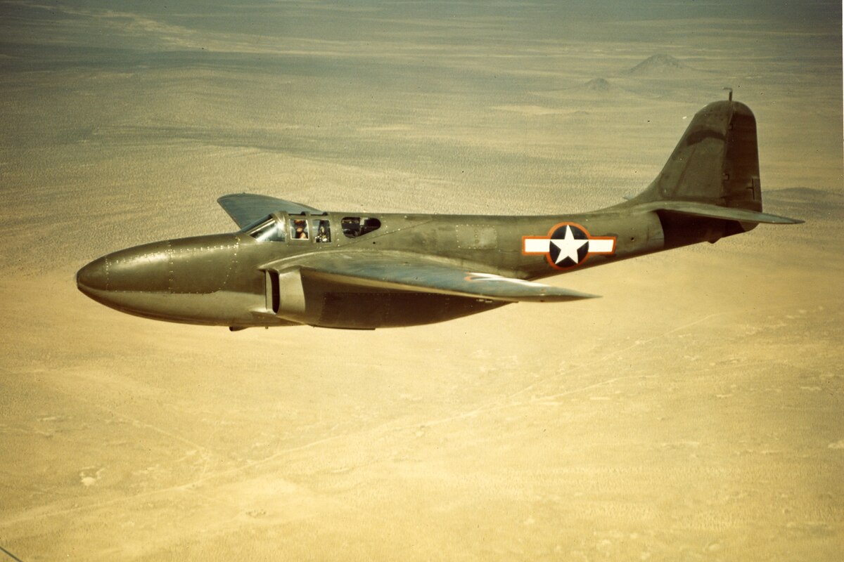 One of three XP-59A prototypes, flew in the fall of 1942 at Muroc Dry Lake, Calif. (U.S. Air Force) 