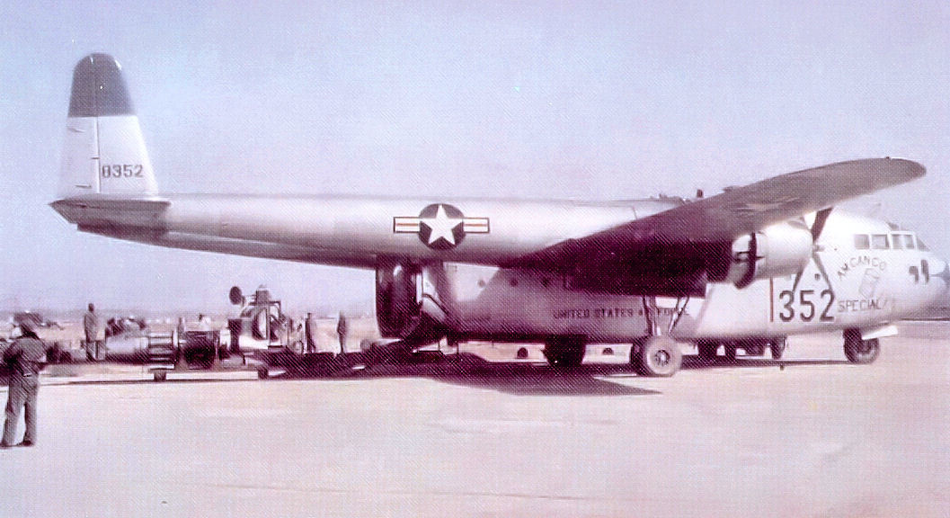 An early photo of the 314th Troop Carrier Group’s Fairchild C-119B Flying Boxcar #48-352 operating from a base in South Korea in 1953. This is the exact C-119 that is being transported to the Air Mobility Command Museum at Dover Air Force Base, Del., for restoration and display. (Courtesy photo)