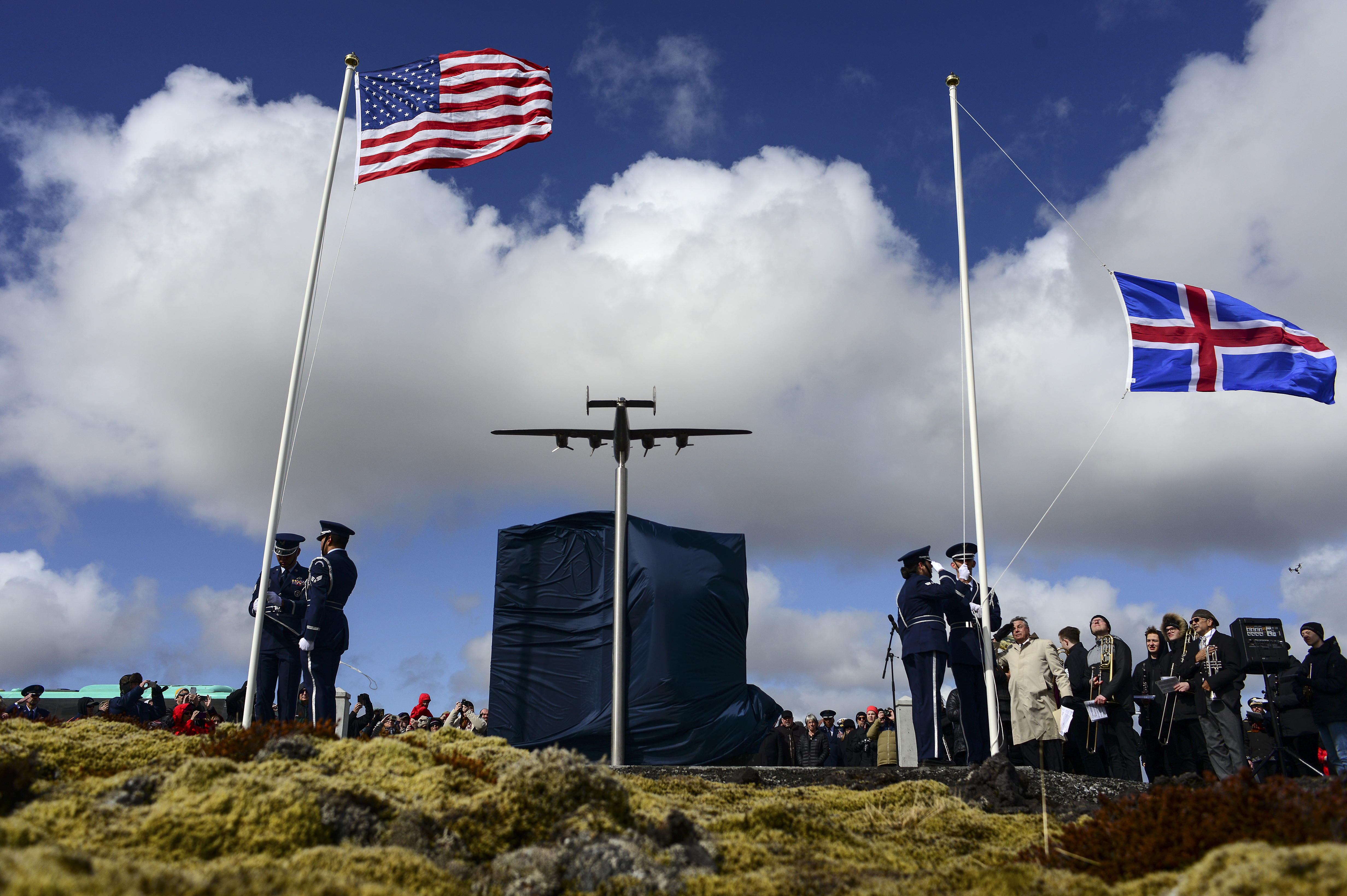 180503 F CJ989 003.Monument Dedication Honors Gen. Andrews and Crew Members of the B 24 Liberator “Hot Stuff”