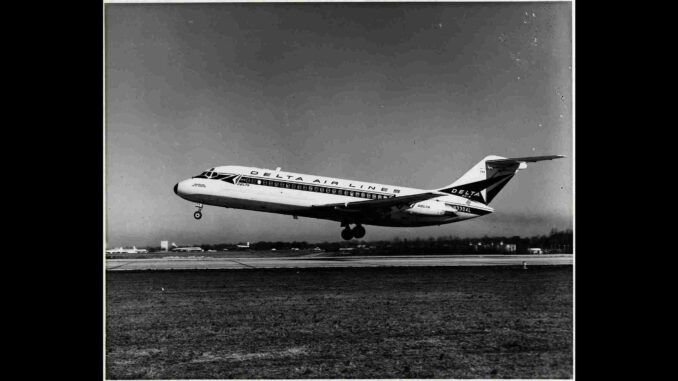 Black and White DC-9-21 Delta Airline Taking Off