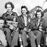 1943 WAFS Barbara Towne Cornelia Fort Evelyn Sharp Barbara Erickson and Bernice Batten beside a Vultee BT 13 Valiant