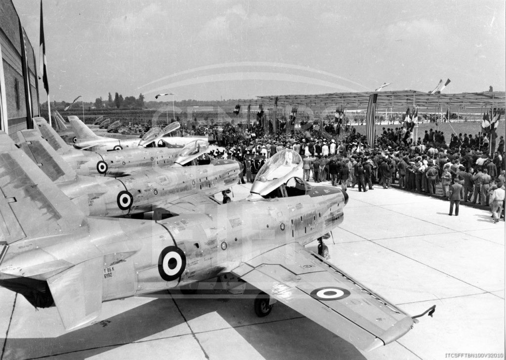 Base Tuono Expands Cold War Story with Arrival of Rare F-86K Sabre 12 1955.Fiat F 86 K cerimonia di consegna alla NATO