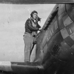 1st Lieutenant Charles E. Yeager with “Glamorous Glenn II” at USAAF Station 157 Raydon Suffolk England 17 October 1944.