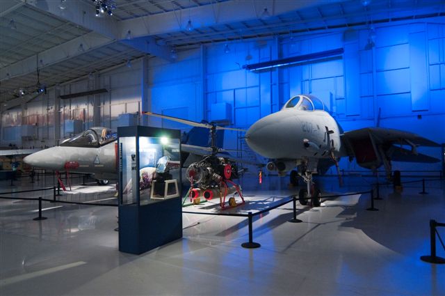 The museum's  F-14D and  AV8B Harrier.