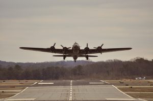 The B-17 Taking Off From Runway 34 at Peachtree Dekalb Airport.