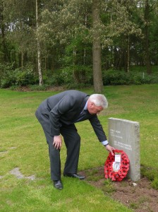 Alex Medhurst, General Manager of RAFM Cosford, paying his respects yesterday to Cpl Heinz Huhn the Bombardier of the Dornier 17 (Image Credit: Trustees of the Royal Air Force Museum)
