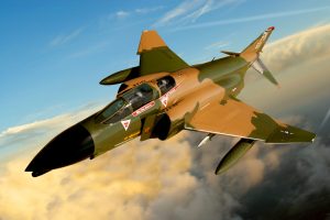 Restored McDonnell Douglas F-4D Phantom II – "550" once again in flight in this composited photo. (Image Credit: Aviation Heritage Park)