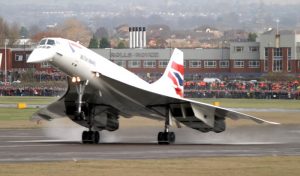Concorde G-BOAF touches down at Filton after her final flight to crowds of spectators. (Image Credit: Bristol Aerospace Centre)