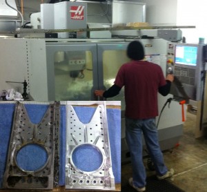Computerized Milling machines make exact duplication of parts easy and (relatively) inexpensive. Inset is original and new landing gear support. (Image Credit: Vultures Row Aviation)
