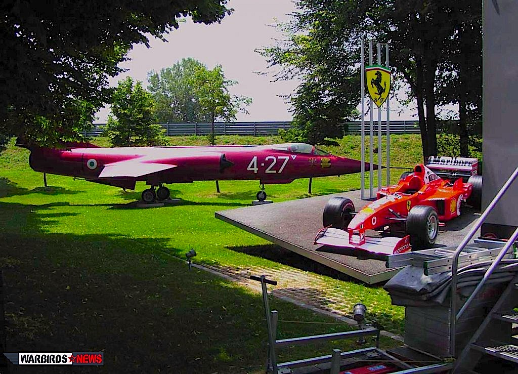 The F-104 dedicated to Ferrari and the unforgotten victory of Gilles Villeneuve on display at Fiorano autodrome, Ferrari's test track.