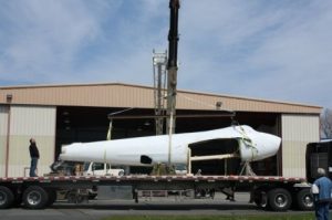 Mosquito fuselage Arrives at Victoria Maintenance, Ltd. in 2009. (Image Credit: Victoria Air Maintenance, Ltd.)