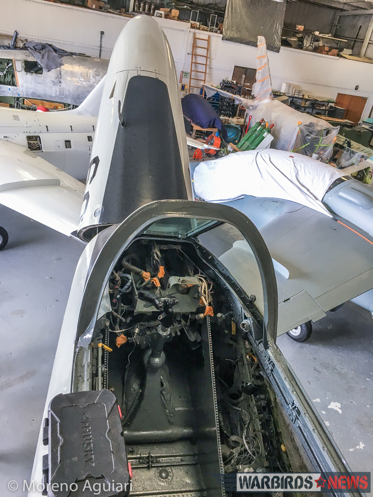 Rewiring the TA-4J's cockpit at Classic Fighters of America's hangar. (photo by Moreno Aguiari)