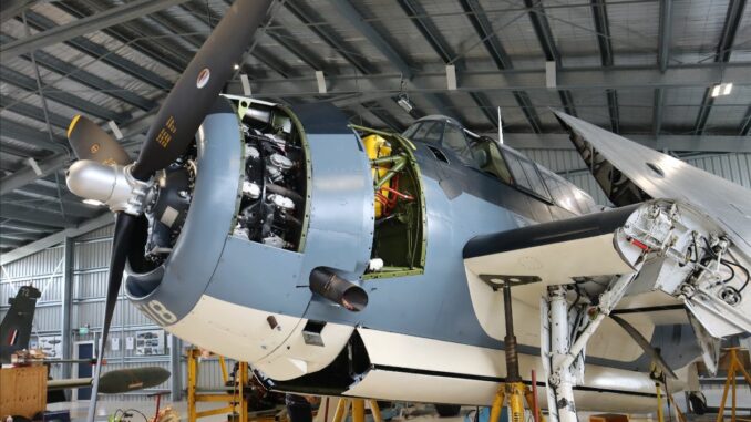 Another crowd favourite, the Grumman TBM-3E Avenger "Plonky", getting near the end of some major engineering work in time for Wanaka. [Photo via Warbirds Over Wanaka]