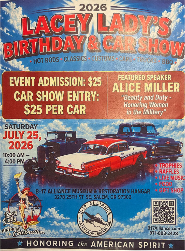 B-17G Lacey Lady Restoration Continues to Advance at Salem 17 2026 Lacey Lady Birthday Celebration and Car Show