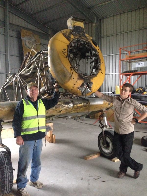 The North American Yale inside Reevers' hangar at Parafield Airport. (Photo via Reevers)