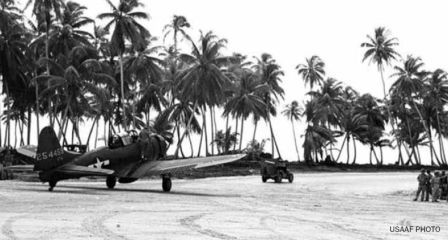 3 Dec. 43 A 24B s n 42 54459 taxiing at Makin Island. USAAF Photo