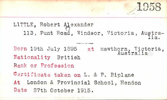 Australia’s Greatest Ace: Robert A. Little and the Skies of the Great War 18 3 Robert Little licence