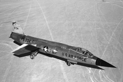 F-104A (56-0734) parked on Rogers Dry Lake at Edwards AFB, Calif.