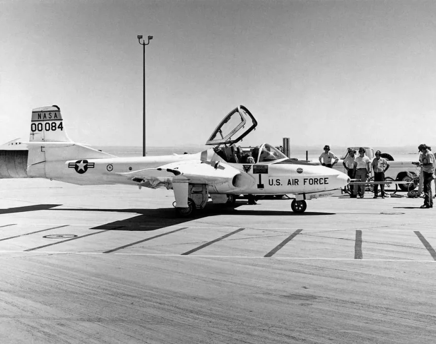 This T-37 was used by the NASA Dryden Flight Research Center, Edwards, Calif., as a chase aircraft for many research flights.
