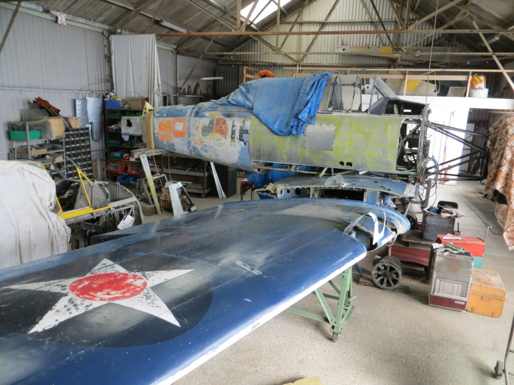 42-12417 Newark Air Museum 20130212 HH-DTEP 02.JPG Paint stripping in early 2013 revealed the aircraft’s Royal Netherlands Air Force colours, an air arm it served with between 1949 and 1962. [Photo by Howard Heeley, Down To Earth Promotions]