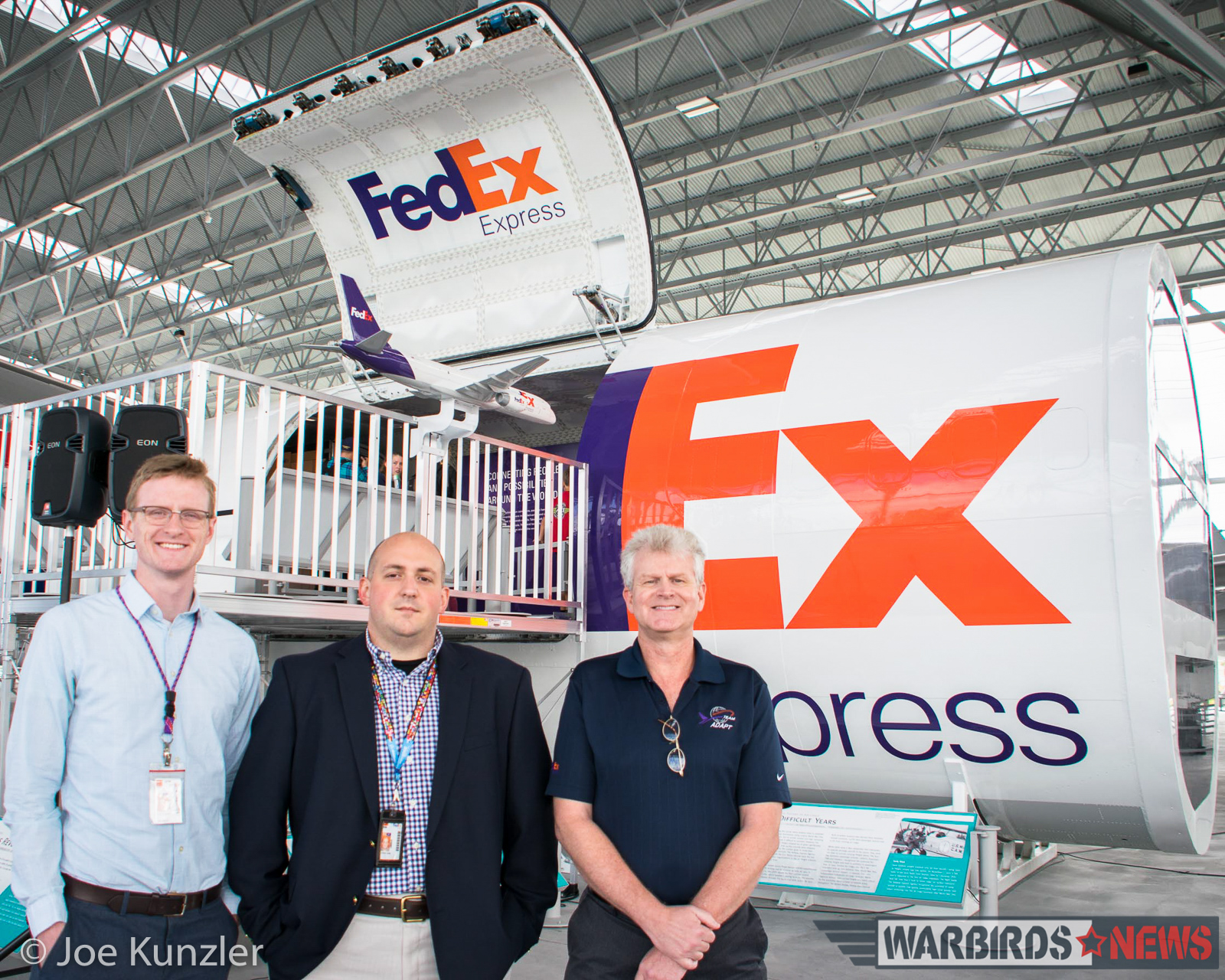Three of the FedEx exhibit builders including John Talman. (photo by Joe Kunzler)