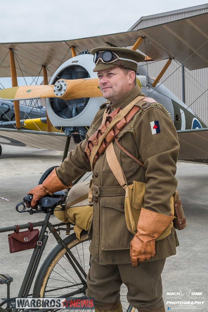 A re-enactor standing in front of the Sopwith Snipe. (photo by Matt Savage)