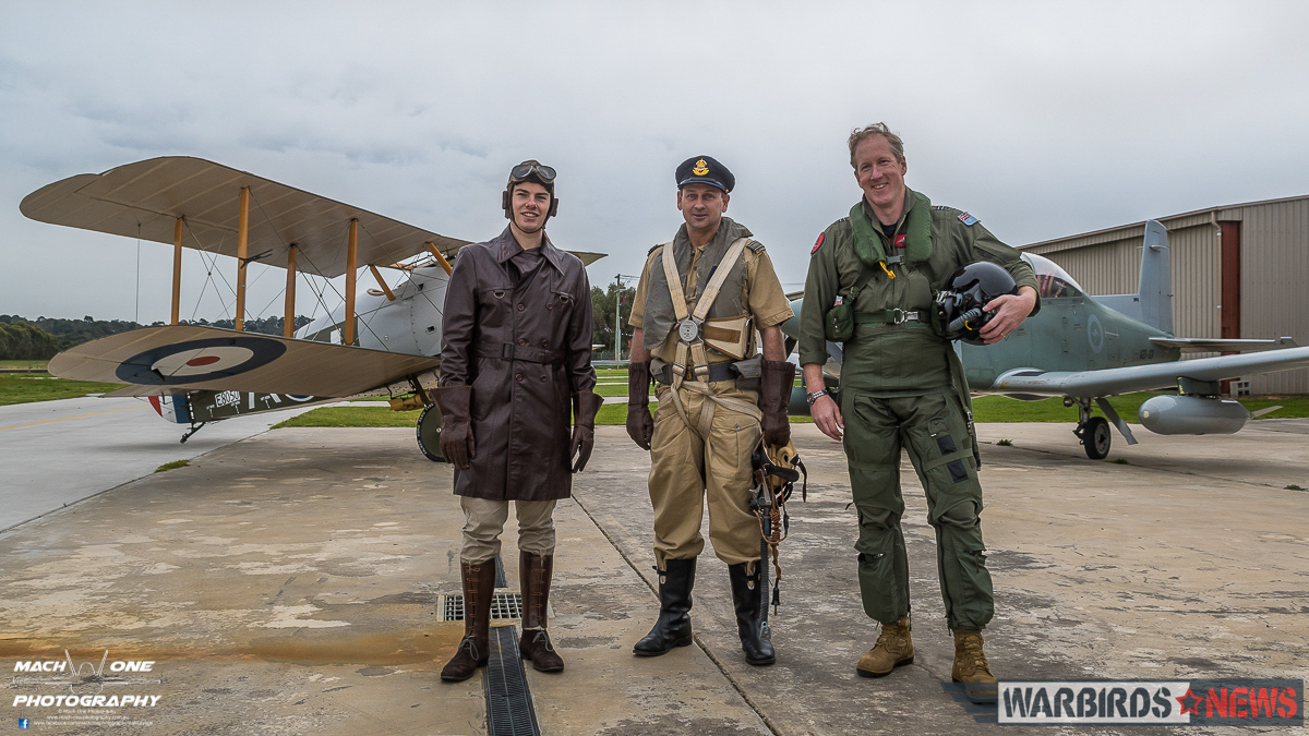 WWI, WWII and present day pilot garb on display from left to right. (photo by Matt Savage)