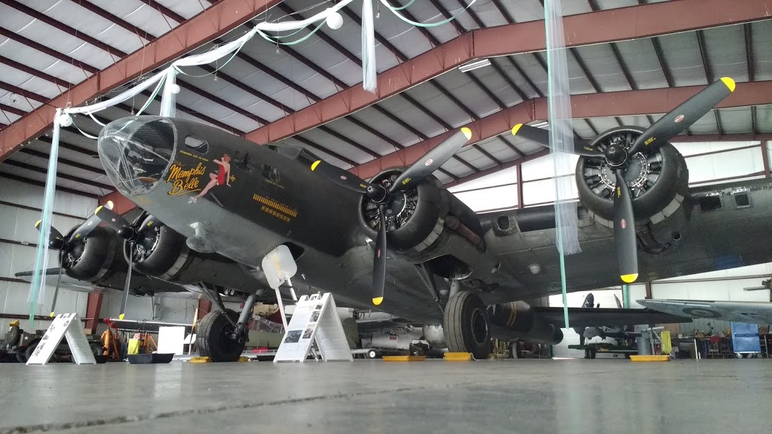 The Movie Memphis Belle in her hangar following recent maintenance activities at the National Warplane Museum's base in Geneseo, New York. (photo via NWM)