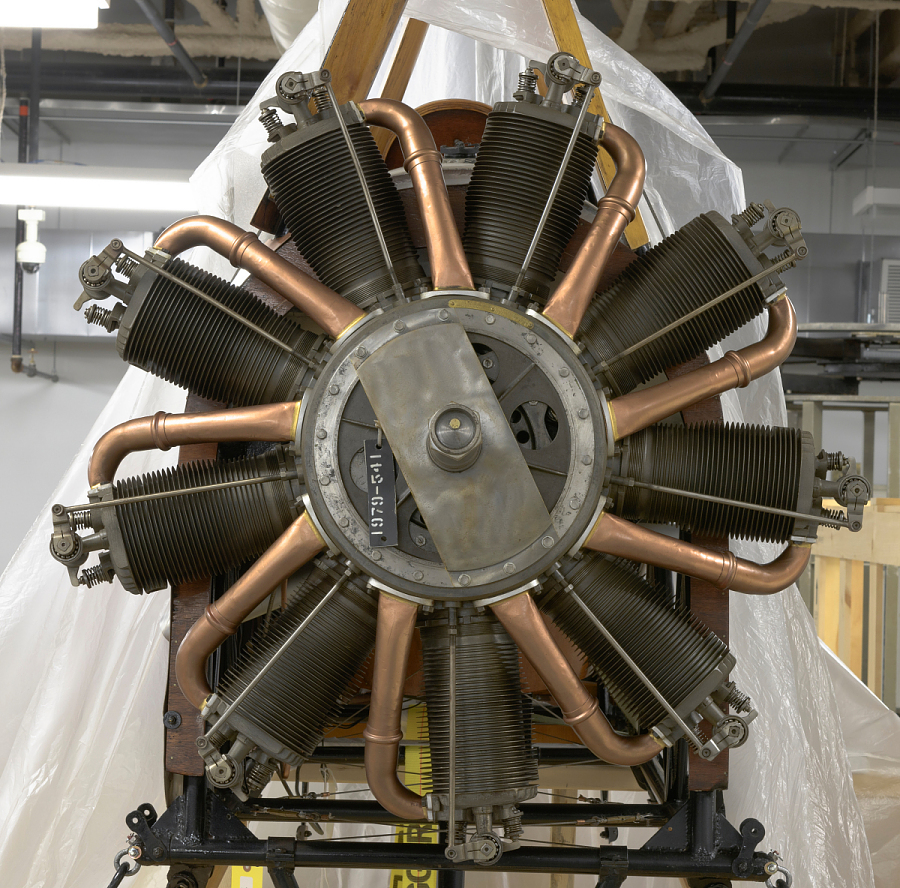80 horsepower Le Rhône rotary engine at the National Air and Space Museum. Photo via NASM