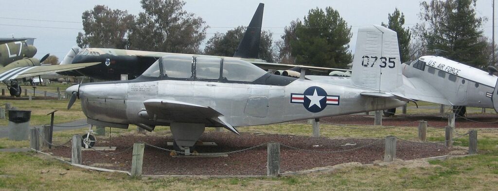 A Beech YT 34 Mentor on display at the Castle Air Museum in Atwater California.