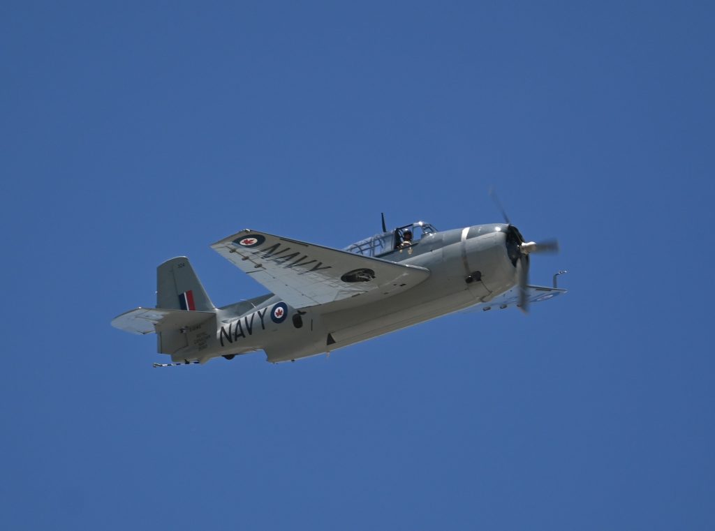 Avenger Dedication at the Canadian Warplane Heritage Museum 14 A flypast by James Bradley in the Avenger after the dedication at the museum on May 31 2026
