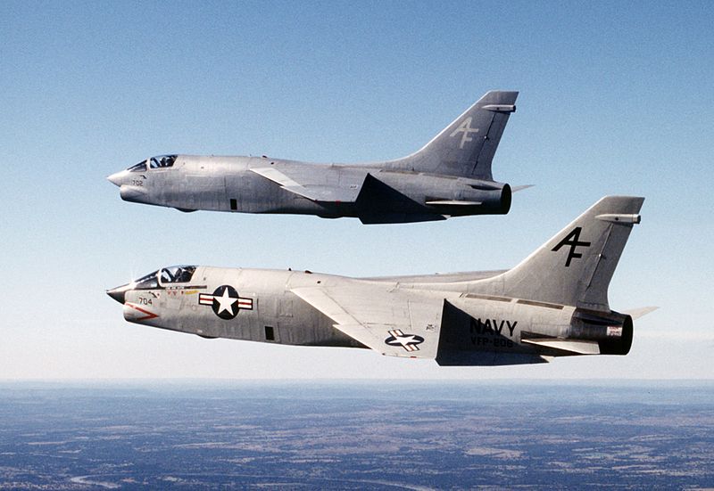 A section of VFP 206 RF 8G Crusaders in late 1986 when they were last F 8s in U.S. Naval service