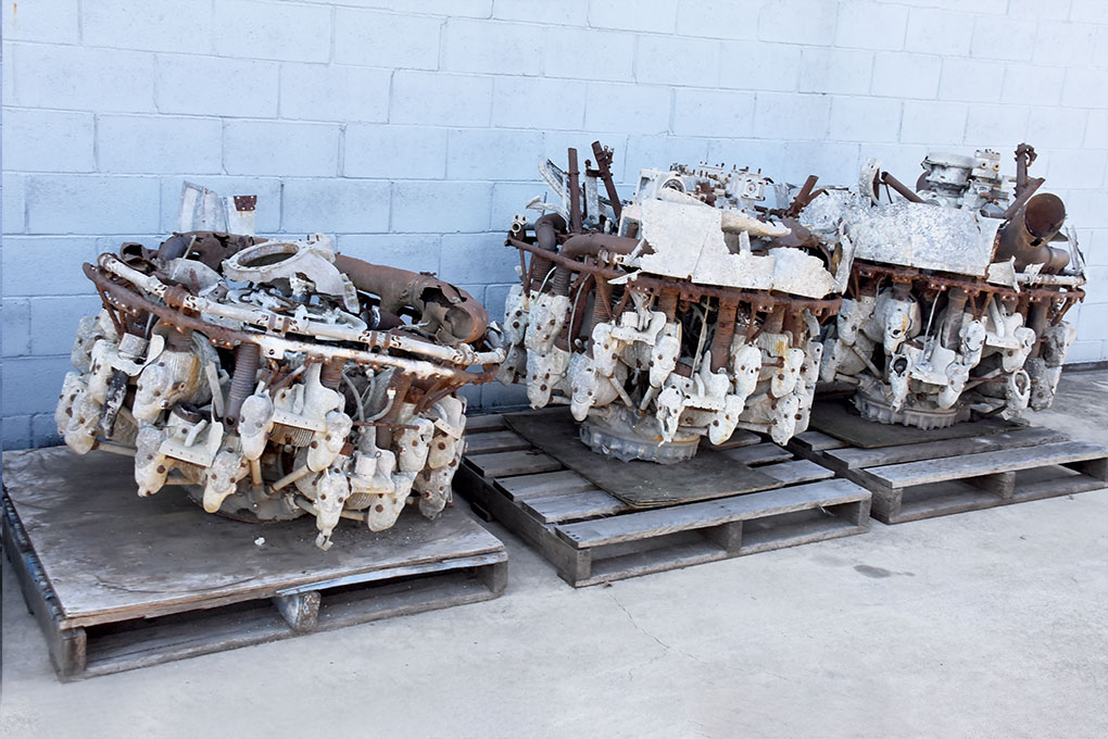 A selection of Japanese WWII engines awaiting static rebuild