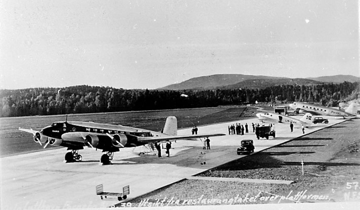 A unique photo showing a Focke Wulf Fw 200 Condor of Det Danske Luftfartselskab DDL Danish Air Lines Caproni Ca.310 LN DAK and a KLM Douglas DC 2 Norwegian Aviation Museum 1