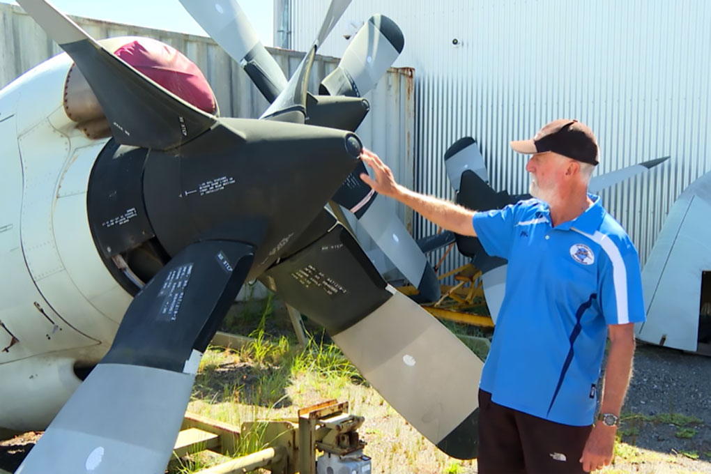 Former RAAF P-3 Orion Finally Reaches Evans Head Museum After Flood Survival 10 A volunteer from the Evans Head Museum inspects Orion A9 752 following her move