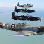 AFHF Supermarine Spitfire Mk IX two Beechcraft T 6C Texan II from CFS AFHF Grumman TBM 3E Avenger