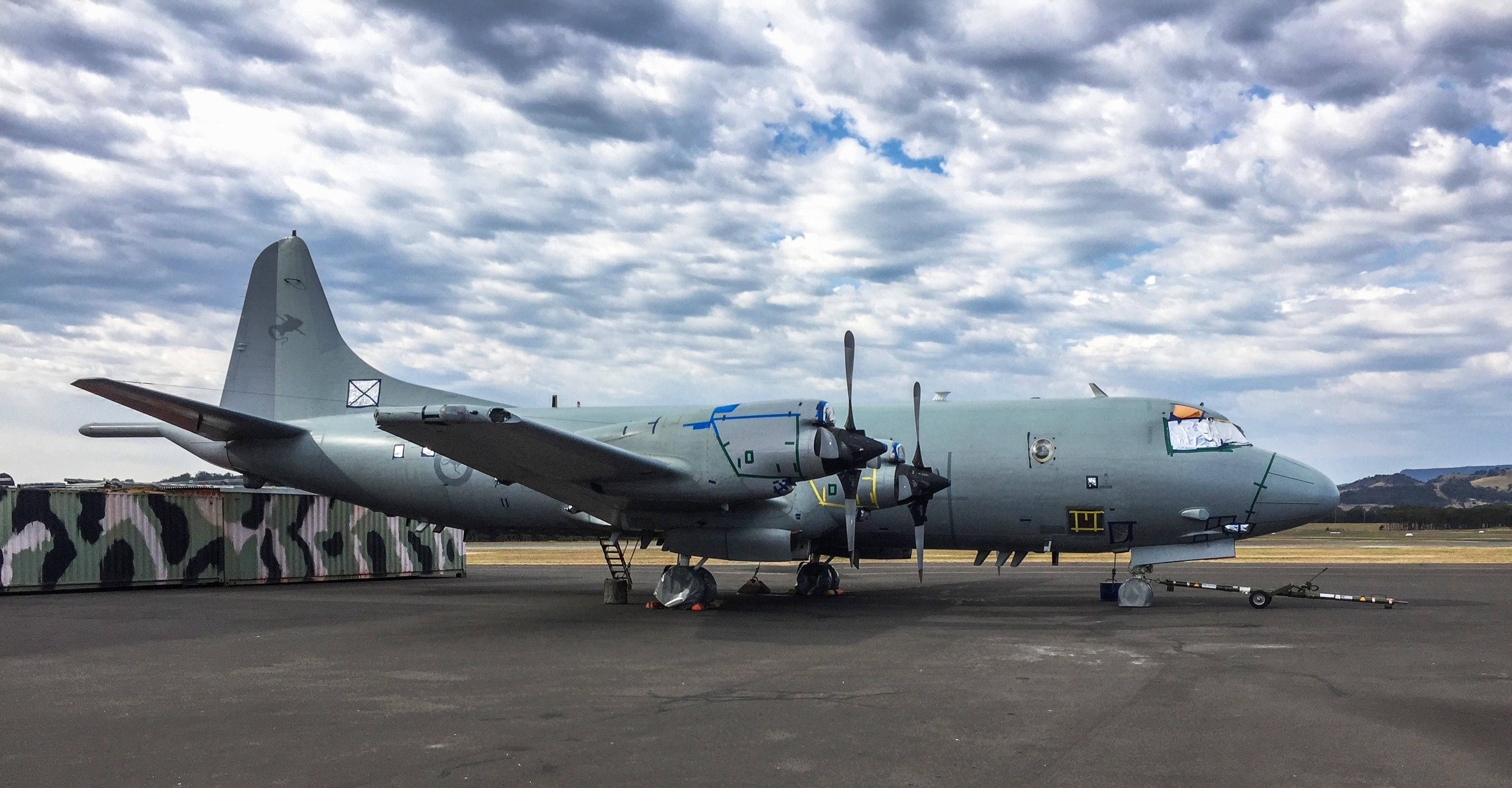 HARS AP-3C Orion on the ramp at the museum. The aircraft is currently inhibited to prevent moisture getting in to sensitive areas, but will receive a thorough going over in preparations for flying again in the coming months. (photo via HARS)