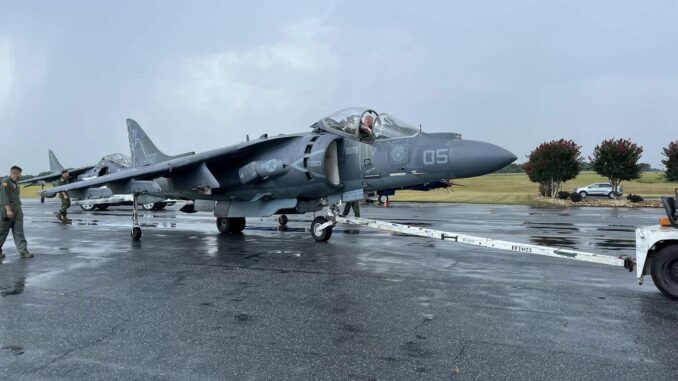 AV 8B Harrier II Arrives at The Hickory Aviation Museum
