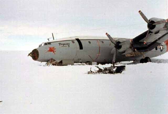 Above the Super Constellation C121J aircraft Pegasus immediately after its crash on 8 October 1970